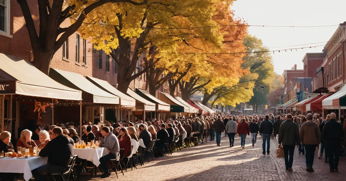 An American Oktoberfest street festival in autumn