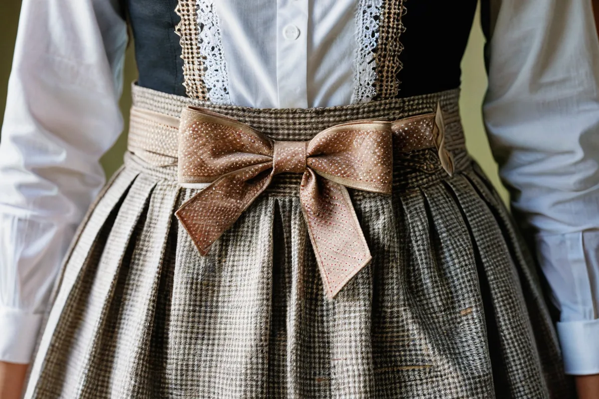 Dirndl apron bow tied on the left side